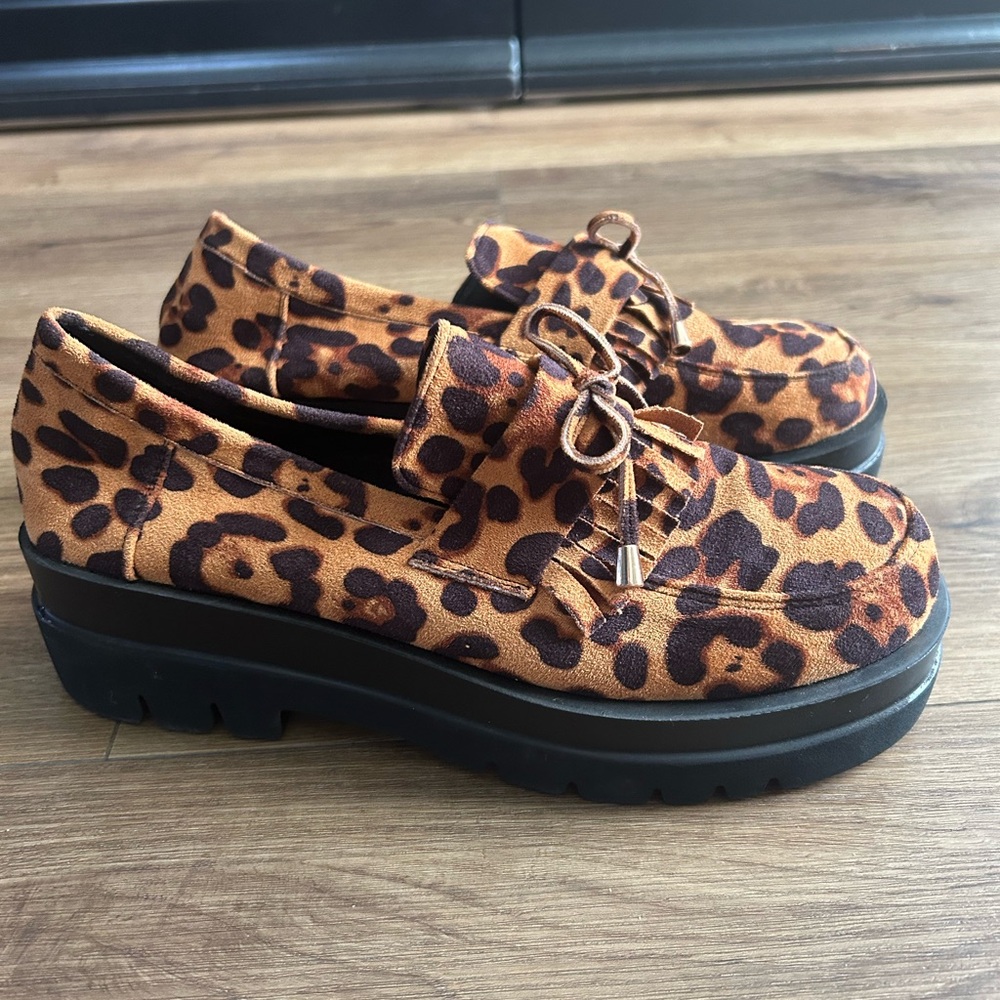 Leopard Print Chunky Platform Loafers